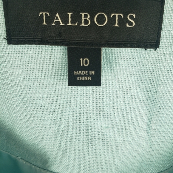 Talbot's Linen Blue Open Front Blazer With Pockets Sz 10 - Picture 3 of 10